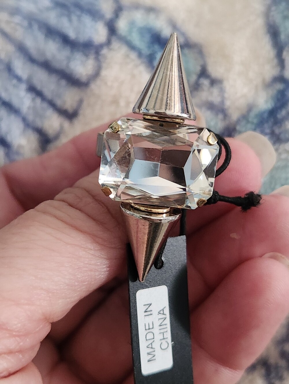Nior Nyc Crystal Spike Statement Ring Sz 8 - Clear